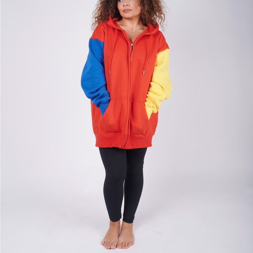 Colorblock Hoodie sweater - tri color (Red, Yellow and Blue)